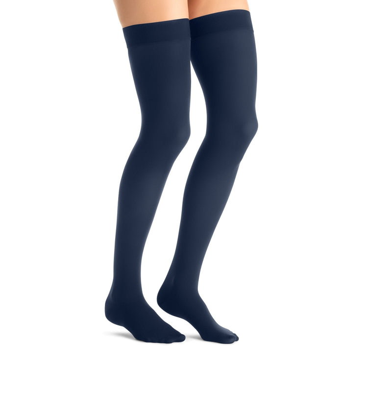 JOBST Opaque Compression Stockings 15-20 mmHg Thigh High Silicone Dot Band Closed Toe