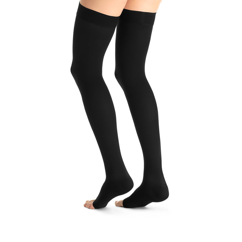 JOBST Opaque Compression Stockings 20-30 mmHg Thigh High Silicone Dot Band Open Toe