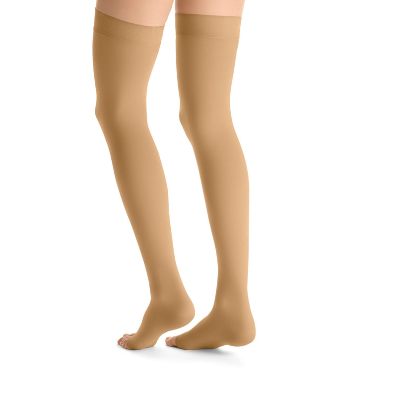 JOBST Opaque Compression Stockings 20-30 mmHg Thigh High Silicone Dot Band Open Toe