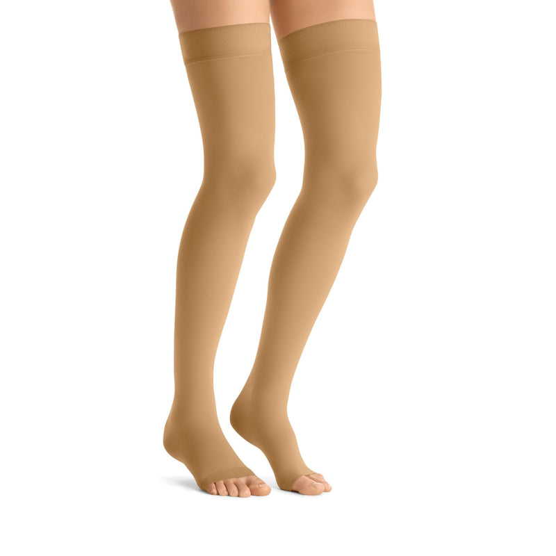 JOBST Opaque Compression Stockings 20-30 mmHg Thigh High Silicone Dot Band Open Toe