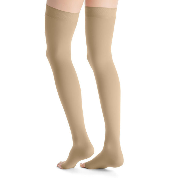 JOBST Opaque Compression Stockings 20-30 mmHg Thigh High Silicone Dot Band Open Toe