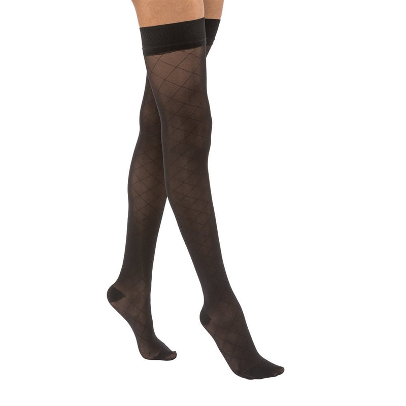 JOBST UltraSheer Diamond Pattern Compression Stockings 20-30 mmHg Thigh High Silicone Dot Band Closed Toe