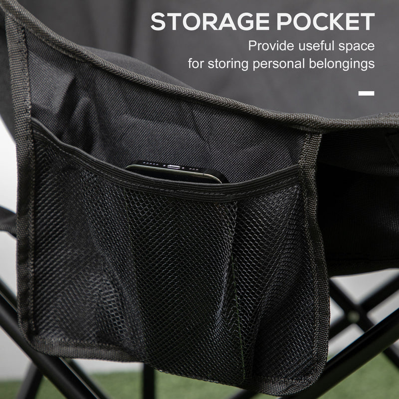 Outsunny Folding Camping Chair Lightweight Portable Chair for Outdoor Hiking Backpacking with Carry Bag Side Pocket Black