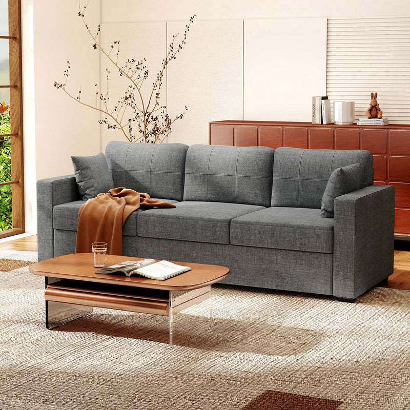 Naples Modern Upholstered 3 Seater Sofa with Deep Seats-Dark Grey