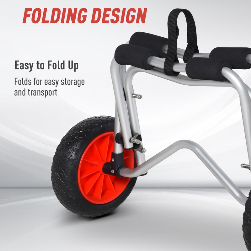Soozier Kayak Cart Boat Canoe Trolley Carrier Dolly Transport No-Flat Wheels Silver