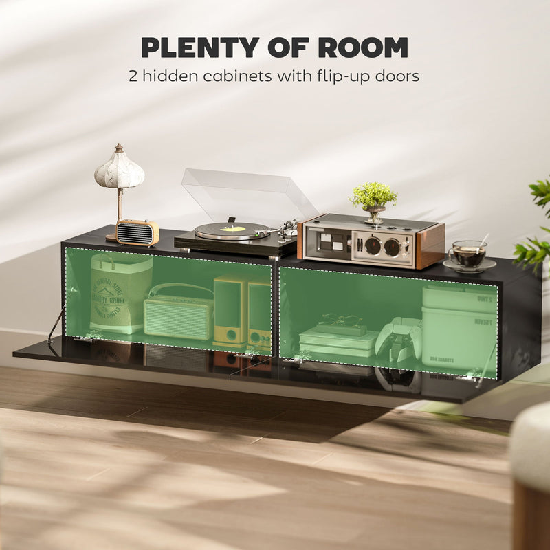 Hunter Floating TV Stand with Storage Cupboards for TVs up to 65 Inches-Black