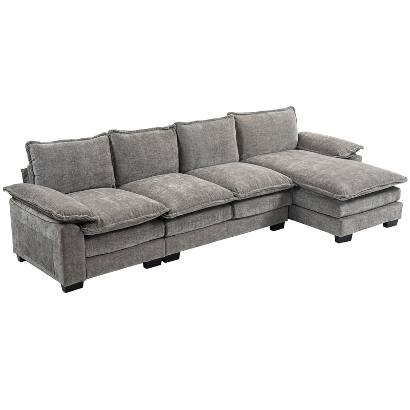 GABI Right Hand Facing Sectional with Chaise Lounge-Grey