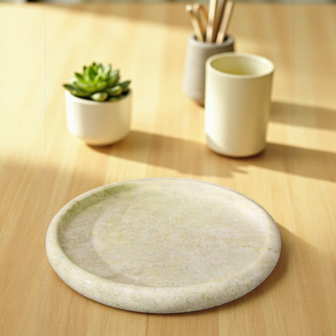 Plateau en marbre poli - Crème