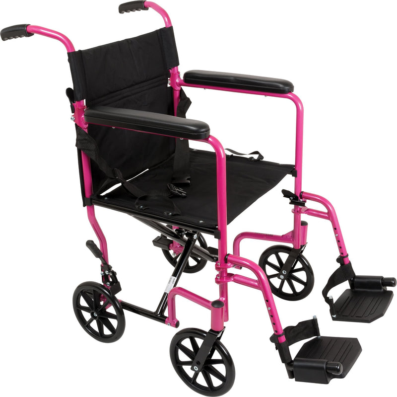 ProBasics Aluminum Transport Wheelchair - Black and Pink