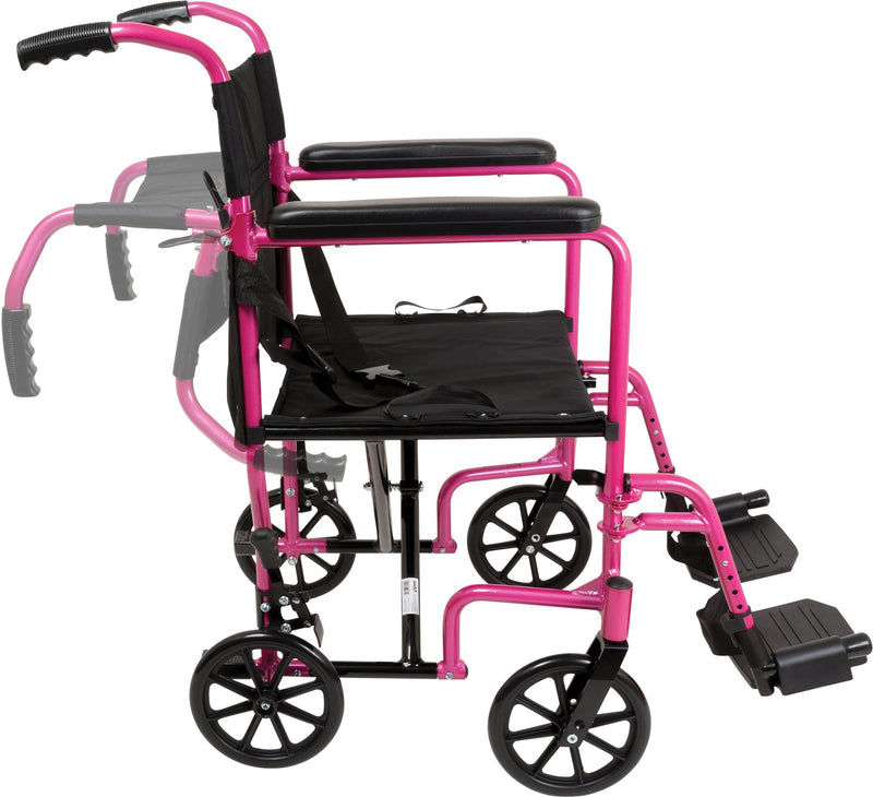 ProBasics Aluminum Transport Wheelchair - Black and Pink