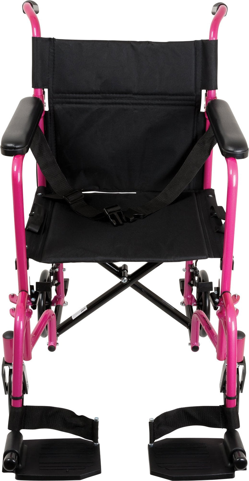 ProBasics Aluminum Transport Wheelchair - Black and Pink
