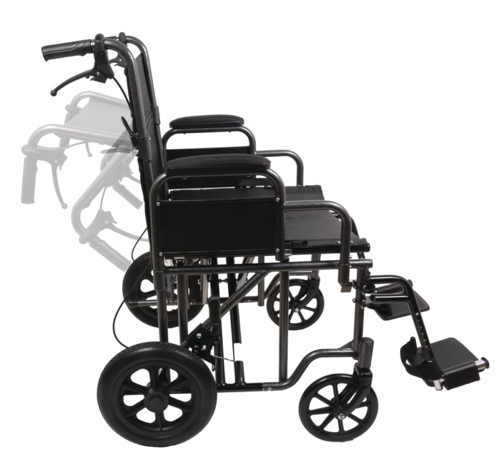 ProBasics Bariatric Steel Transport Chair in Silver Vein - Mobility Aid for Individuals up to 400 lbs