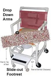 PVC Wheeled Commode - 18" x 18" - 155HL
