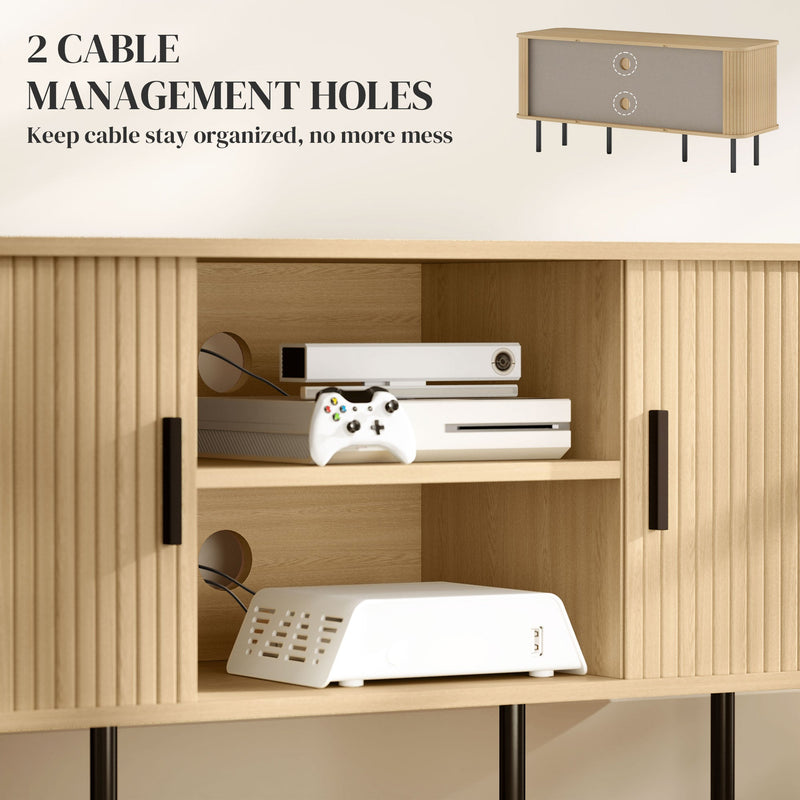 Darcy TV Stand with Storage Shelves and Cabinets for TVs up to 55 Inches-Oak Tone