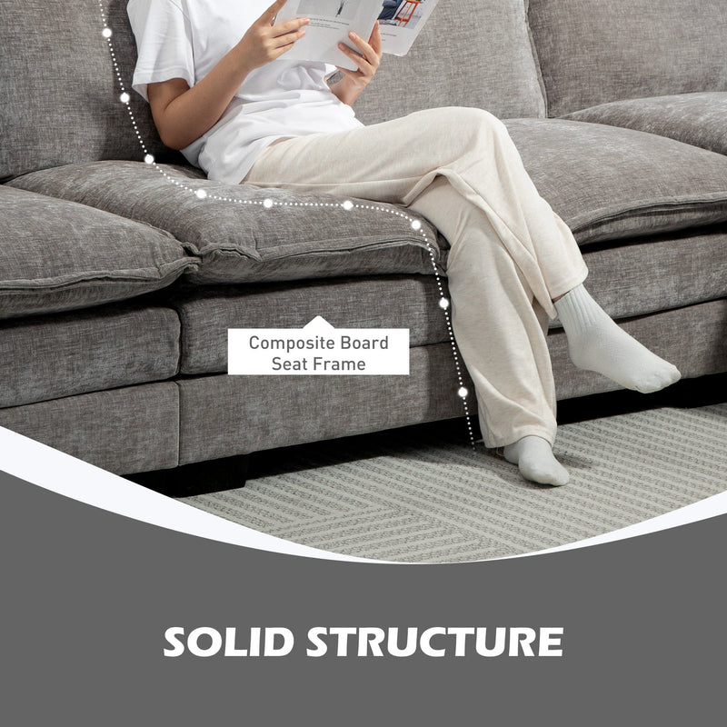 GABI Right Hand Facing Sectional with Chaise Lounge-Grey