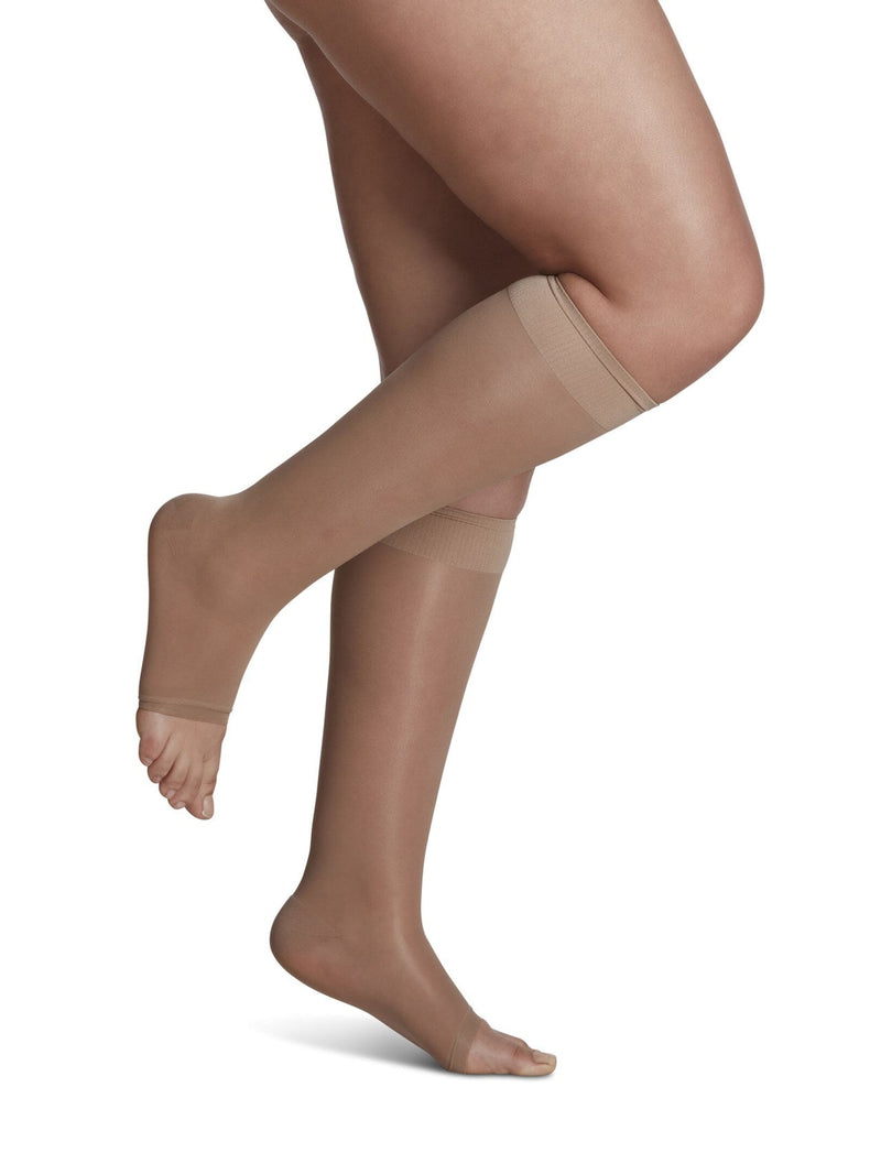 Sigvaris 120 Sheer Fashion Compression Socks 15-20 mmHg Calf High For Women Open Toe