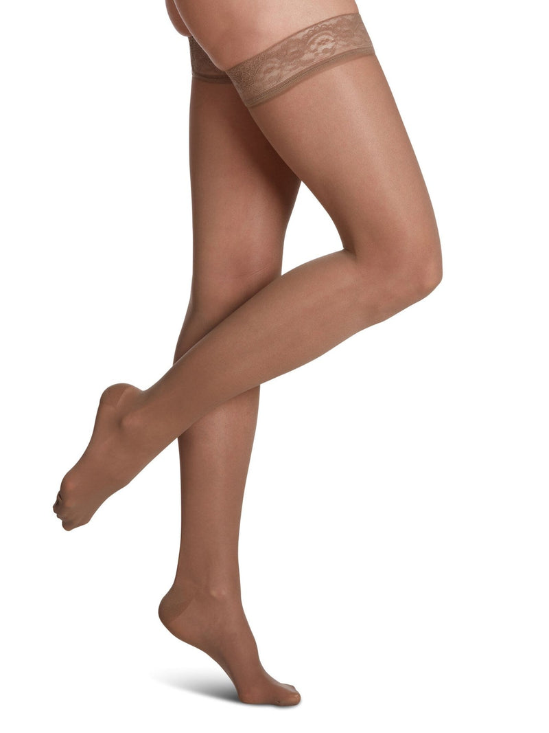 Sigvaris 120 Sheer Fashion Compression Socks 15-20 mmHg Thigh High For Women Closed Toe