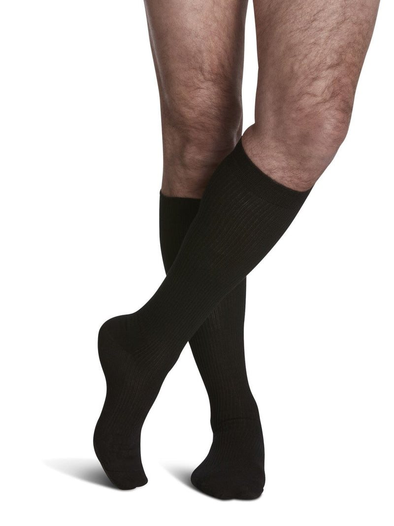 Sigvaris 180 Casual Cotton Compression Socks 15-20 mmHg Calf High For Men Closed Toe