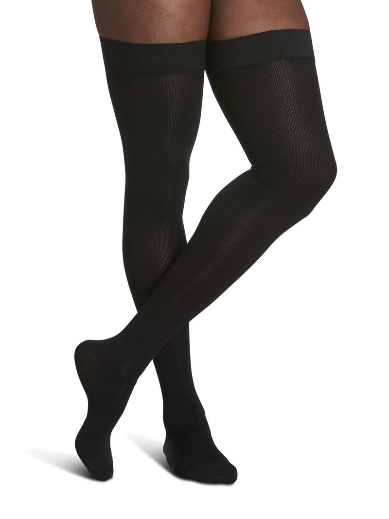 Sigvaris 230 Essential Cotton Compression Socks 30-40 mmHg Calf High Grip Top For Women Closed Toe