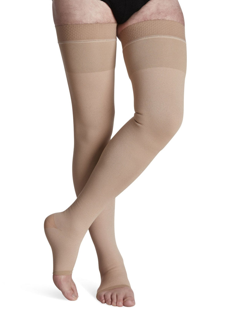 Sigvaris 503 Natural Rubber No Grip Top Compression Socks 30-40 mmHg Thigh High For Unisex Open Toe