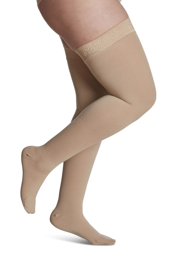 Sigvaris 860 Opaque Compression Socks 20-30 mmHg Thigh High For Women Closed Toe