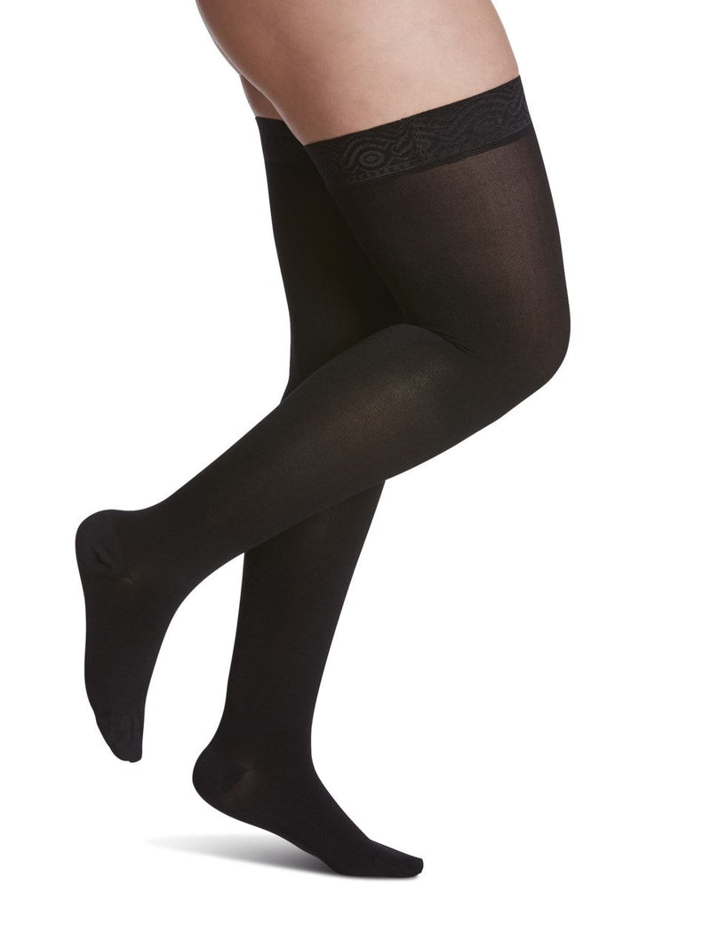Sigvaris 860 Opaque Compression Socks 20-30 mmHg Thigh High For Women Closed Toe
