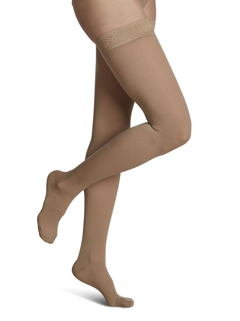 Sigvaris 860 Opaque Compression Socks 30-40 mmHg Thigh High For Women Closed Toe