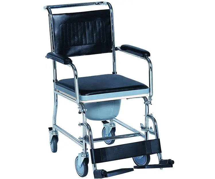Steel/Chrome Wheeled Commode - CH1075