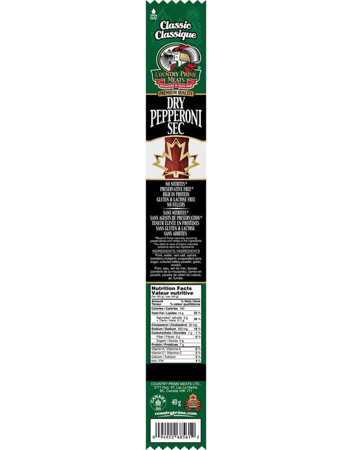 COUNTRY PRIME MEATS Nitrate free Classic Pepperoni Stick (Case) - Home & Well