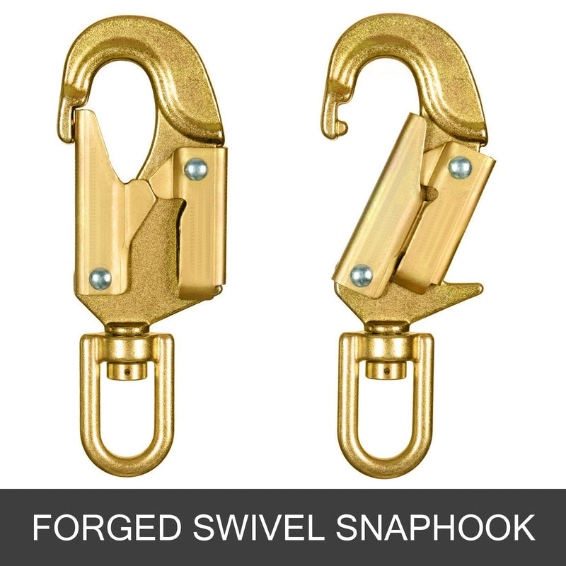 Climb Right 1/2" X 8' Steel Core Lanyard Kit Flipline Triple Lock Swivel Snap