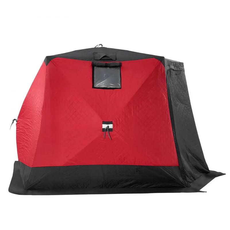 VEVOR Portable Ice Shelter, 4-6 Person Insulated Pop-Up Ice Fishing Tent, 50 Square Feet Fishable Area, Thermal Ice Shanty for Winter Fishing, Ice Cube with Anchors, Ropes, Carrying Bag, 130"x130"