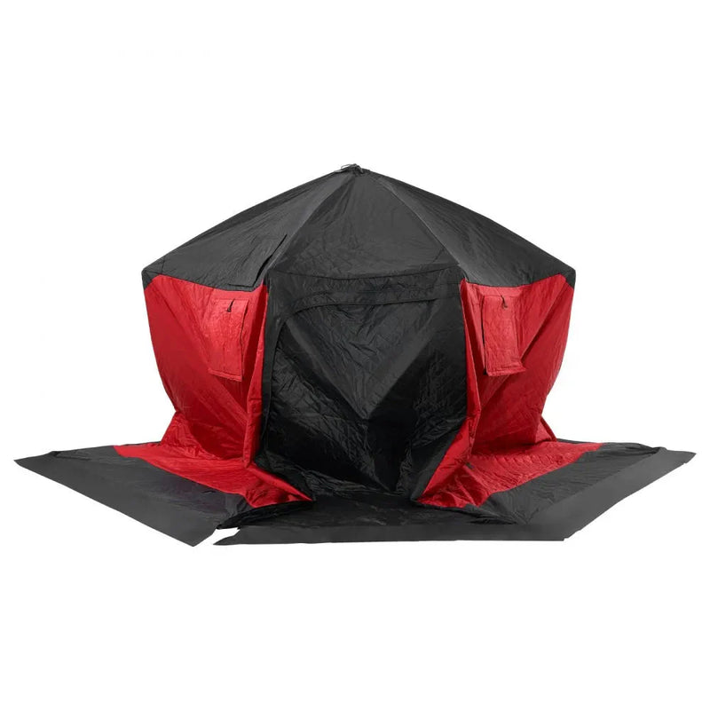 VEVOR Portable Ice Shelter, 4-6 Person Insulated Pop-Up Ice Fishing Tent, 50 Square Feet Fishable Area, Thermal Ice Shanty for Winter Fishing, Ice Cube with Anchors, Ropes, Carrying Bag, 130"x130"