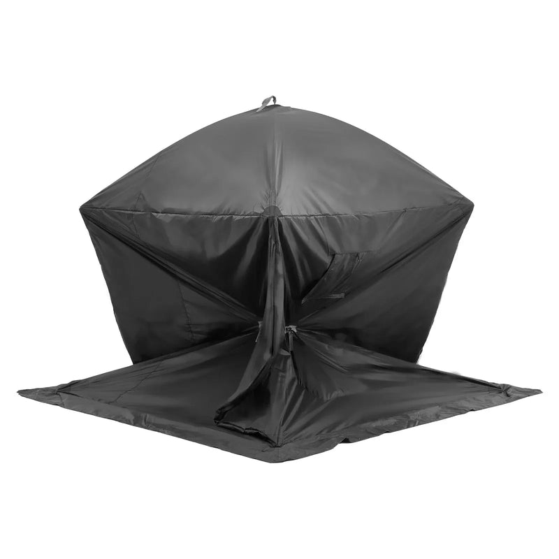 VEVOR Portable Ice Shelter, 3-4 Person Pop-Up Ice Fishing Tent, 35 Square Feet Fishable Area, Ice Shanty for Winter Fishing, Waterproof Oxford Ice Cube with Anchors/Ropes/Carrying Bag, 71"x71", Black