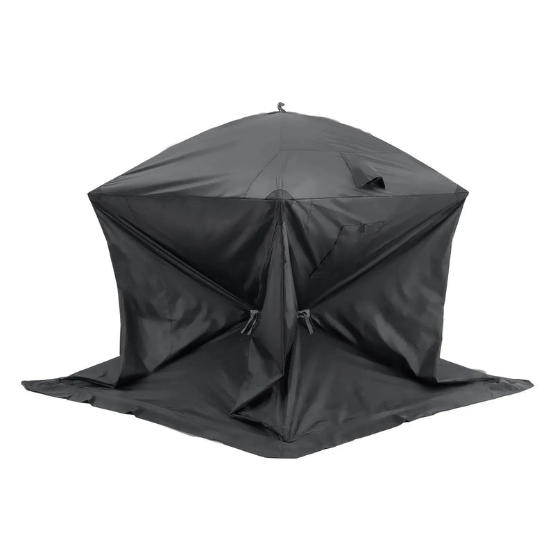 VEVOR Portable Ice Shelter, 3-4 Person Pop-Up Ice Fishing Tent, 43 Square Feet Fishable Area, Ice Shanty for Winter Fishing, Waterproof Oxford Ice Cube with Anchors/Ropes/Carrying Bag, 90"x90", Black