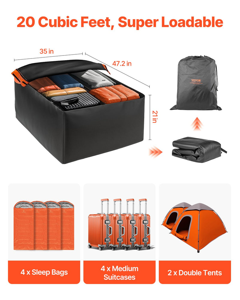 VEVOR Car Rooftop Cargo Carrier Bag 20 Cubic Feet 840D PVC Car Roof Luggage Bag