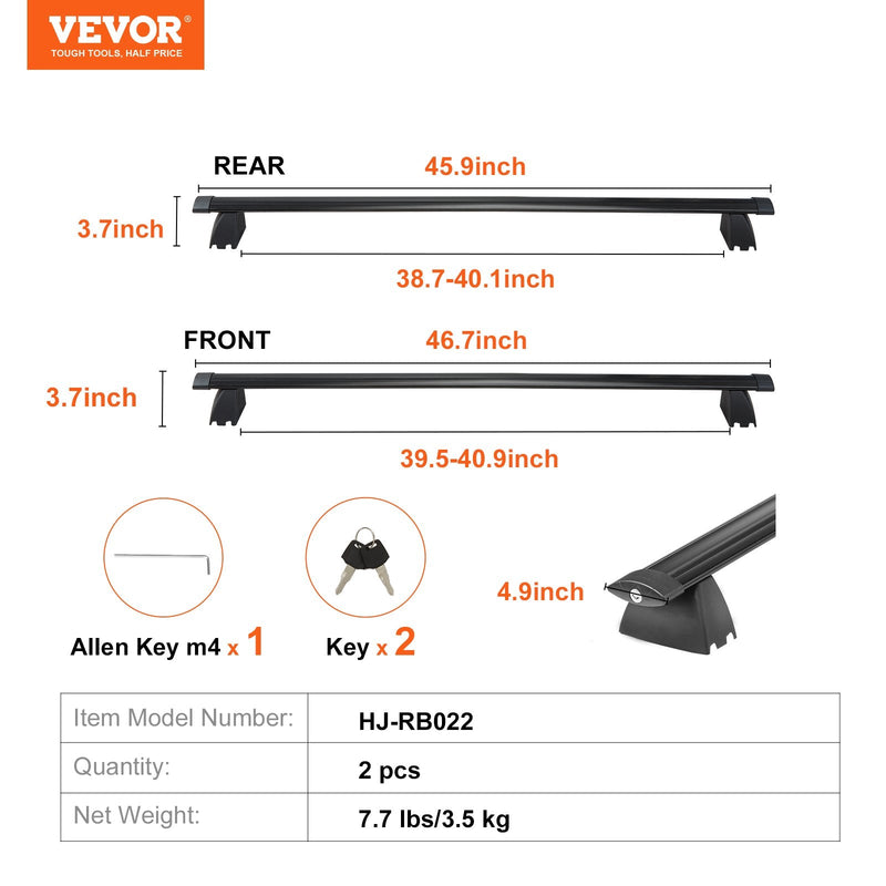 VEVOR Roof Rack Cross Bars, Compatible with 2011-2021 Jeep Grand Cherokee with Grooved Side Rails, 200lbs Load Capacity, Aluminum Crossbars with Locks, for Rooftop Cargo Carrier Bag Luggage Kayak Bike