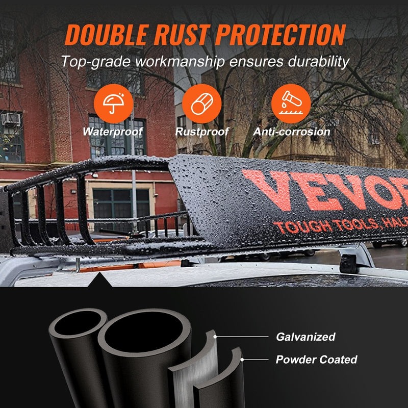 VEVOR Roof Rack Cargo Basket, 51" x 36" x 5" Rooftop Cargo Carrier w/ 15 Cu Ft Waterproof Cargo Bag, 200 LBS Capacity Universal Rack Carrier for SUV, Truck
