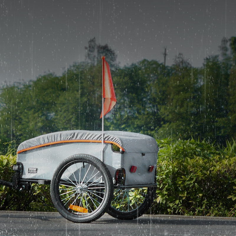 VEVOR Bike Cargo Trailer, 100 lbs Load Capacity, Heavy-Duty Bicycle Wagon Cart, Foldable Compact Storage with Universal Hitch, Waterproof Cover, 16" Wheels, Safe Reflectors, Fits 22"-28" Bike Wheels