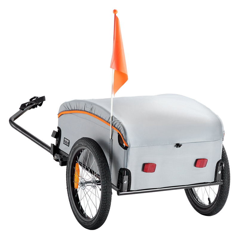 VEVOR Bike Cargo Trailer, 100 lbs Load Capacity, Heavy-Duty Bicycle Wagon Cart, Foldable Compact Storage with Universal Hitch, Waterproof Cover, 16" Wheels, Safe Reflectors, Fits 22"-28" Bike Wheels