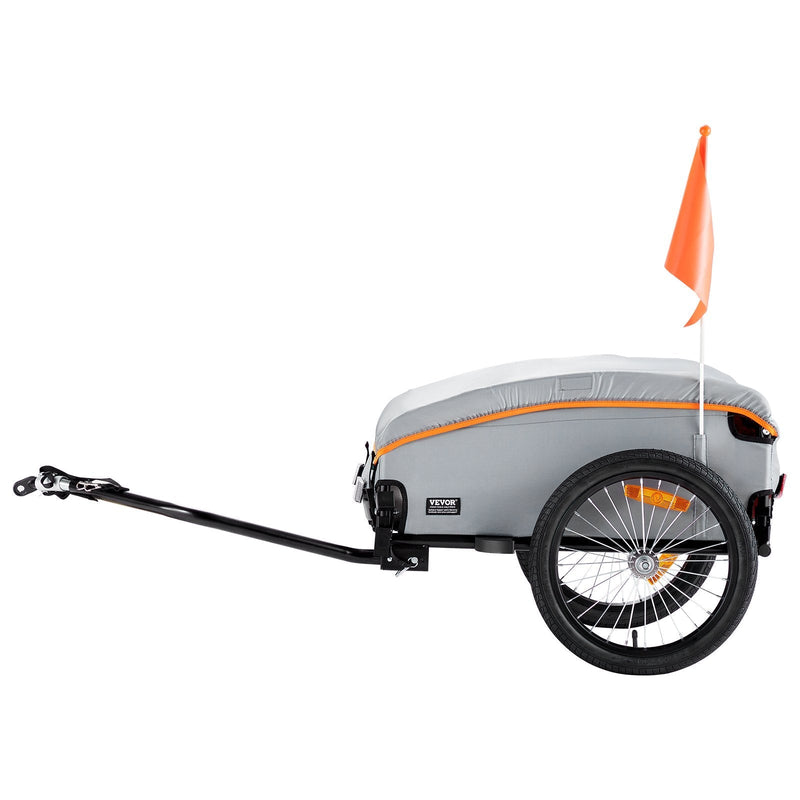 VEVOR Bike Cargo Trailer, 100 lbs Load Capacity, Heavy-Duty Bicycle Wagon Cart, Foldable Compact Storage with Universal Hitch, Waterproof Cover, 16" Wheels, Safe Reflectors, Fits 22"-28" Bike Wheels