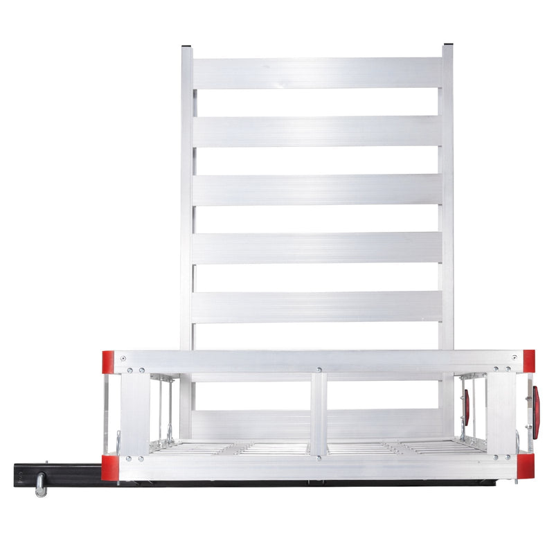 VEVOR 50 x 29.5 x 8.7 in Hitch Cargo Carrier, 500lb Capacity Trailer Hitch Mount Aluminum Cargo Basket with Folding Ramp, Luggage Carrier Rack Fits 2" Hitch Receiver for SUV Truck Pickup Camping