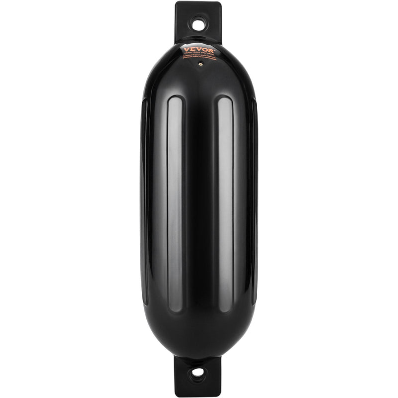 VEVOR Boat Fenders, 5.5" x 20" Boat Bumpers for Docking, Inflatable Ribbed Fender with Center Holes, Marine Boat Dock Fender Bumper with Air Pump, 4 Needles and 4 Ropes and Storage Bag, Black