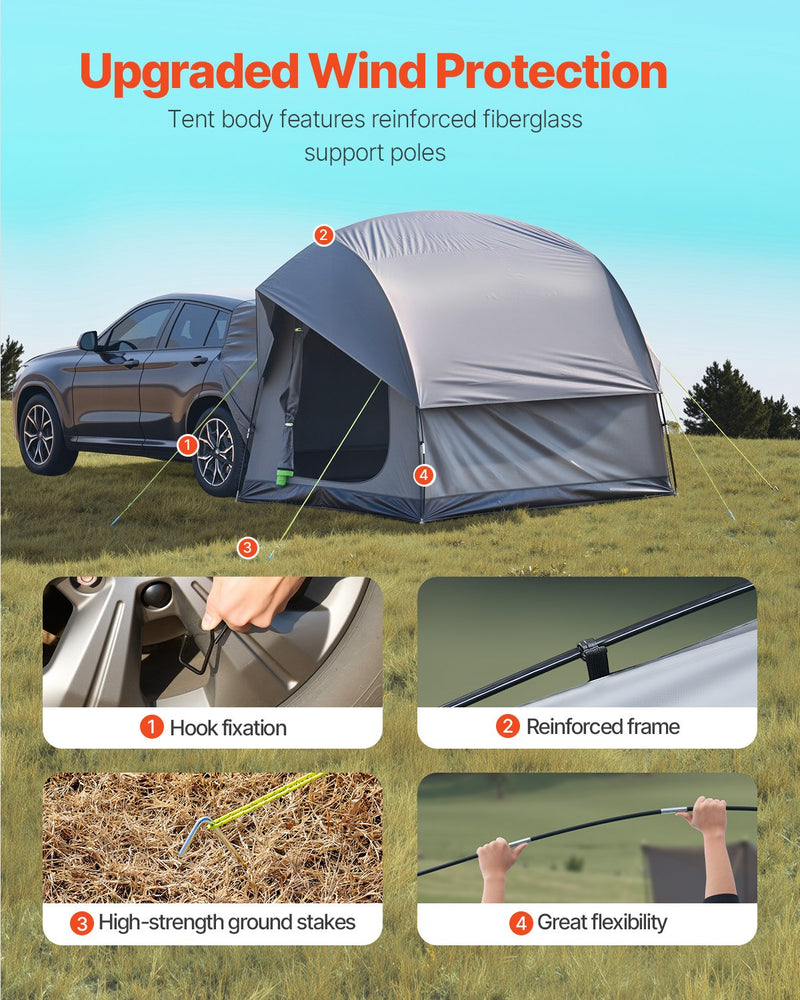VEVOR SUV Camping Tent Outdoor SUV Tent with 2 Doors Waterproof for 5-8 Person