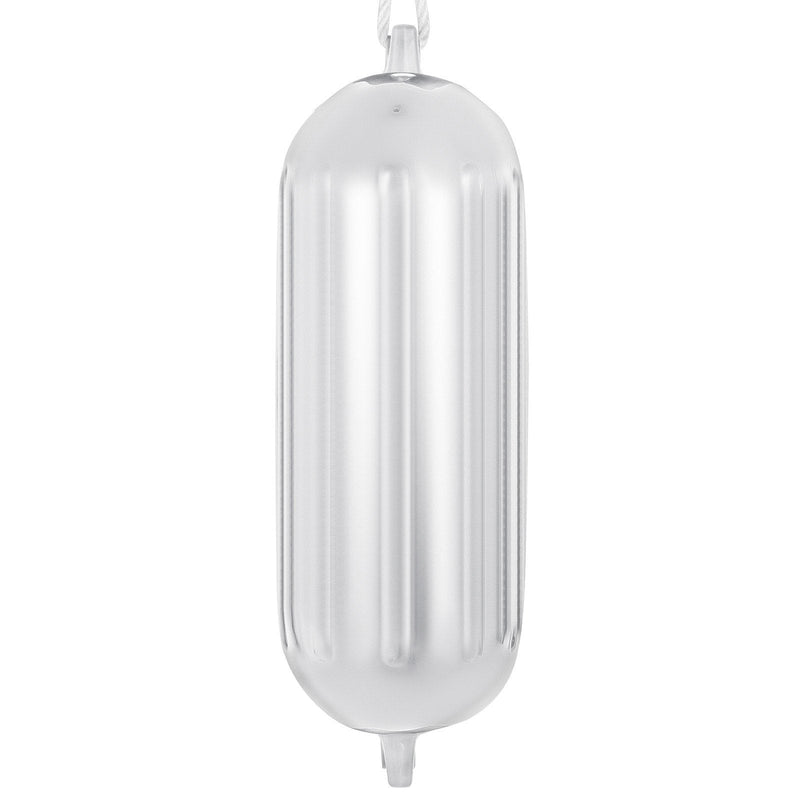 VEVOR Boat Fender 8.5 x 27 inches White Boat Protection Pack of 4 Ribbed Twin Eyes Boat Fender Bumper and Pump to Inflate