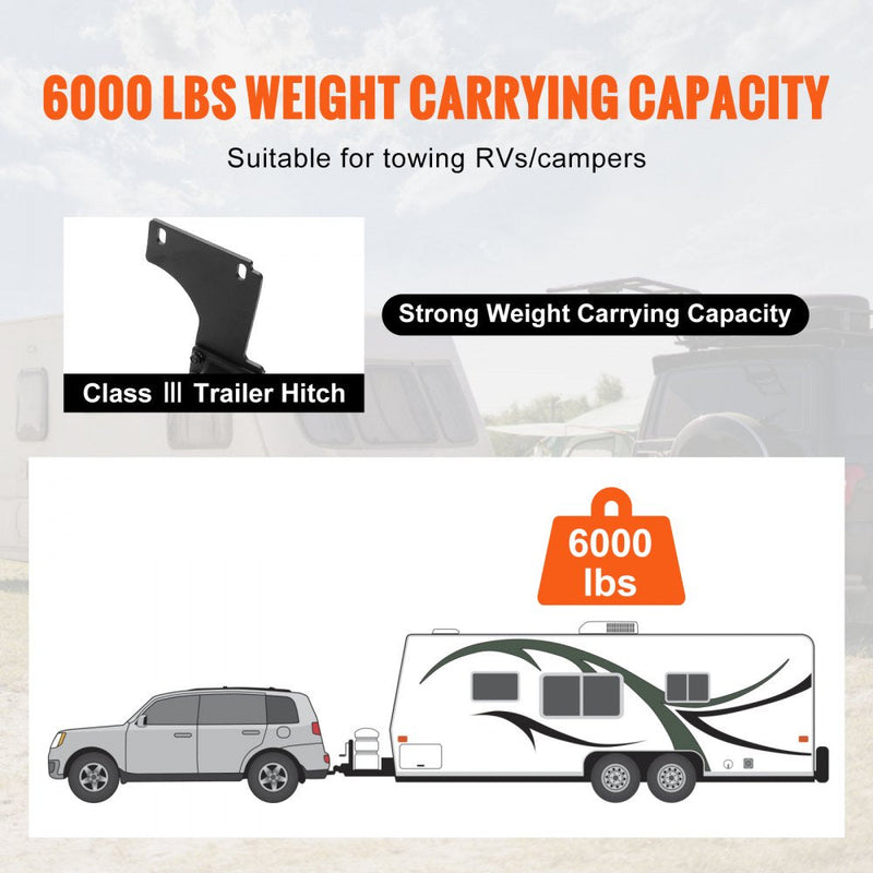 VEVOR Class 3 Trailer Hitch, 2-Inch Receiver, Q455B Steel Tube Frame, Compatible with 2011-2022 Jeep Grand Cherokee, Multi-Fit Hitch to Receive Ball Mount, Cargo Carrier, Bike Rack, Tow Hook, Black