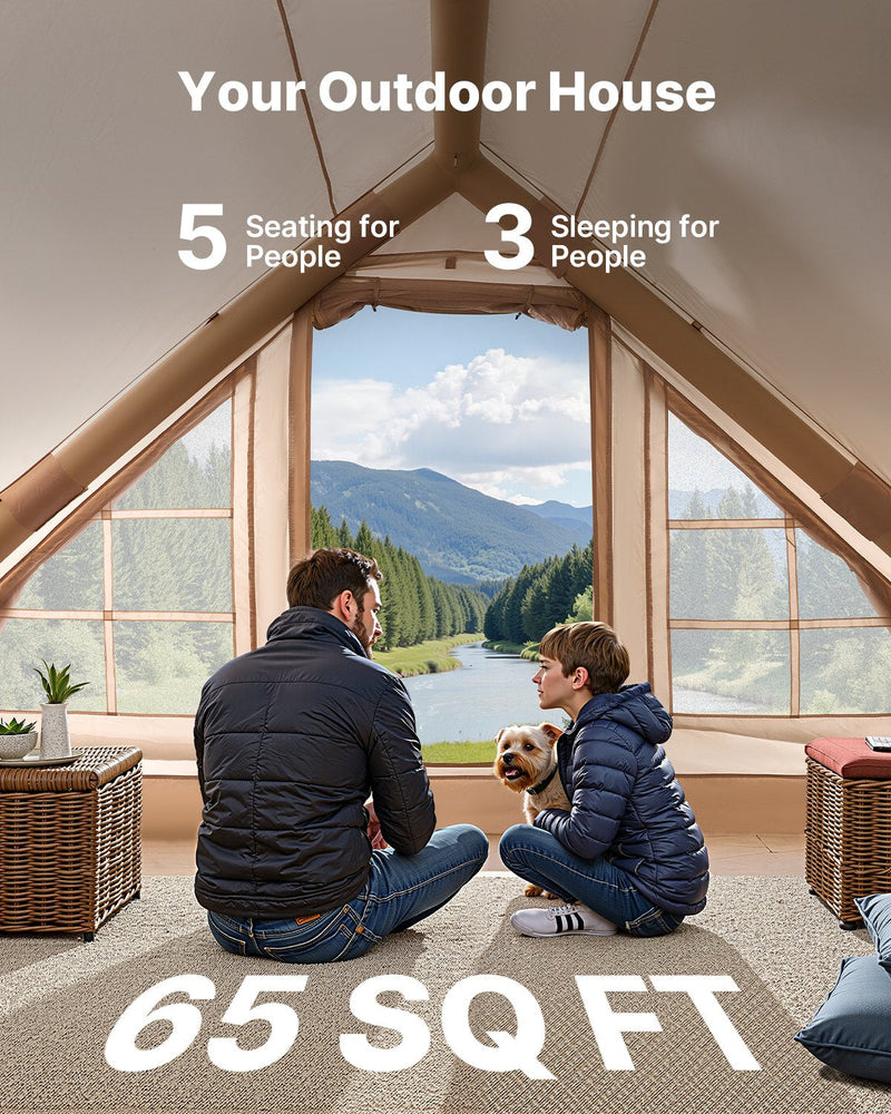 VEVOR Inflatable Tent for Camping 3-5 Person Glamping Tent with Pump Easy Set up