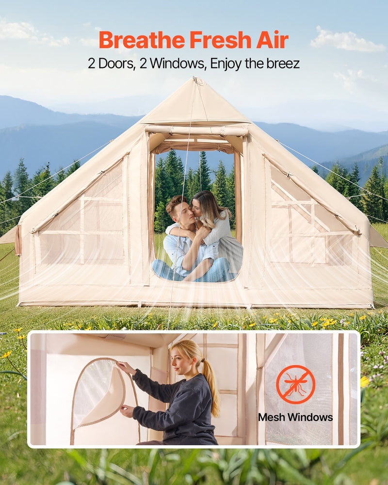 VEVOR Inflatable Tent for Camping 3-5 Person Glamping Tent with Pump Easy Set up