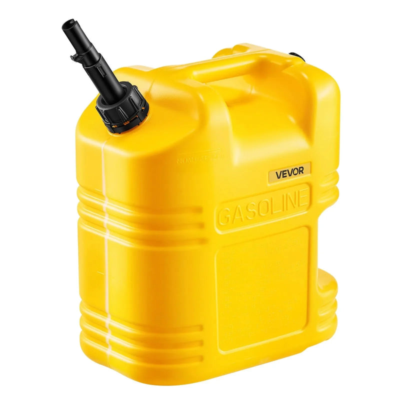 VEVOR Fuel Container, 5 Gallon, Gas Tank with Spout & Clear Scale, 15 L/min Max Flow Rate, Secure & Leak-proof, Portable Flat Fluid Container for Most Cars Motorcycle SUV ATV UTV, Yellow, 1 Pack
