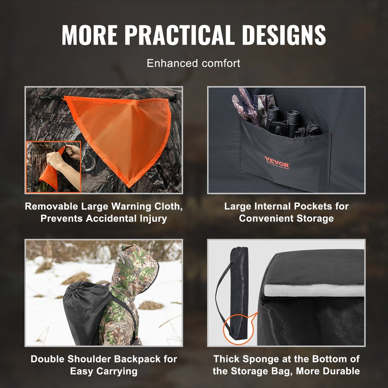VEVOR Hunting Blind 270° See Through Ground Blind 3 Windows Mesh for 2-3 Person