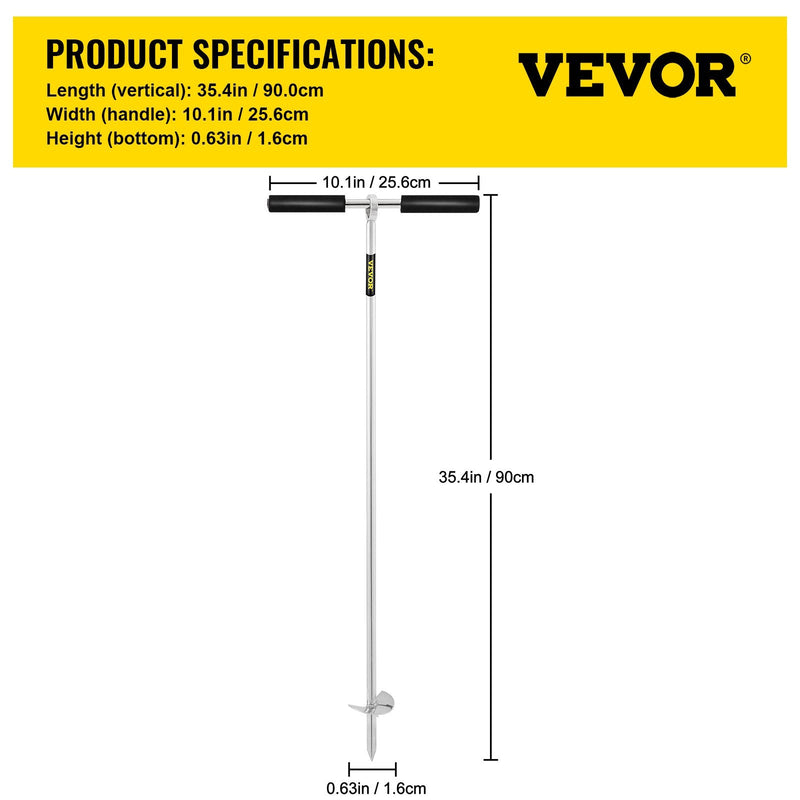 VEVOR Sand Anchor, 36" Length Auger to the Beach and Sandbar, 316 Stainless Steel Screw Anchor w/ Removable Handle, Bungee Line & Carry Bag, for Jet Ski PWC Pontoon Kayak